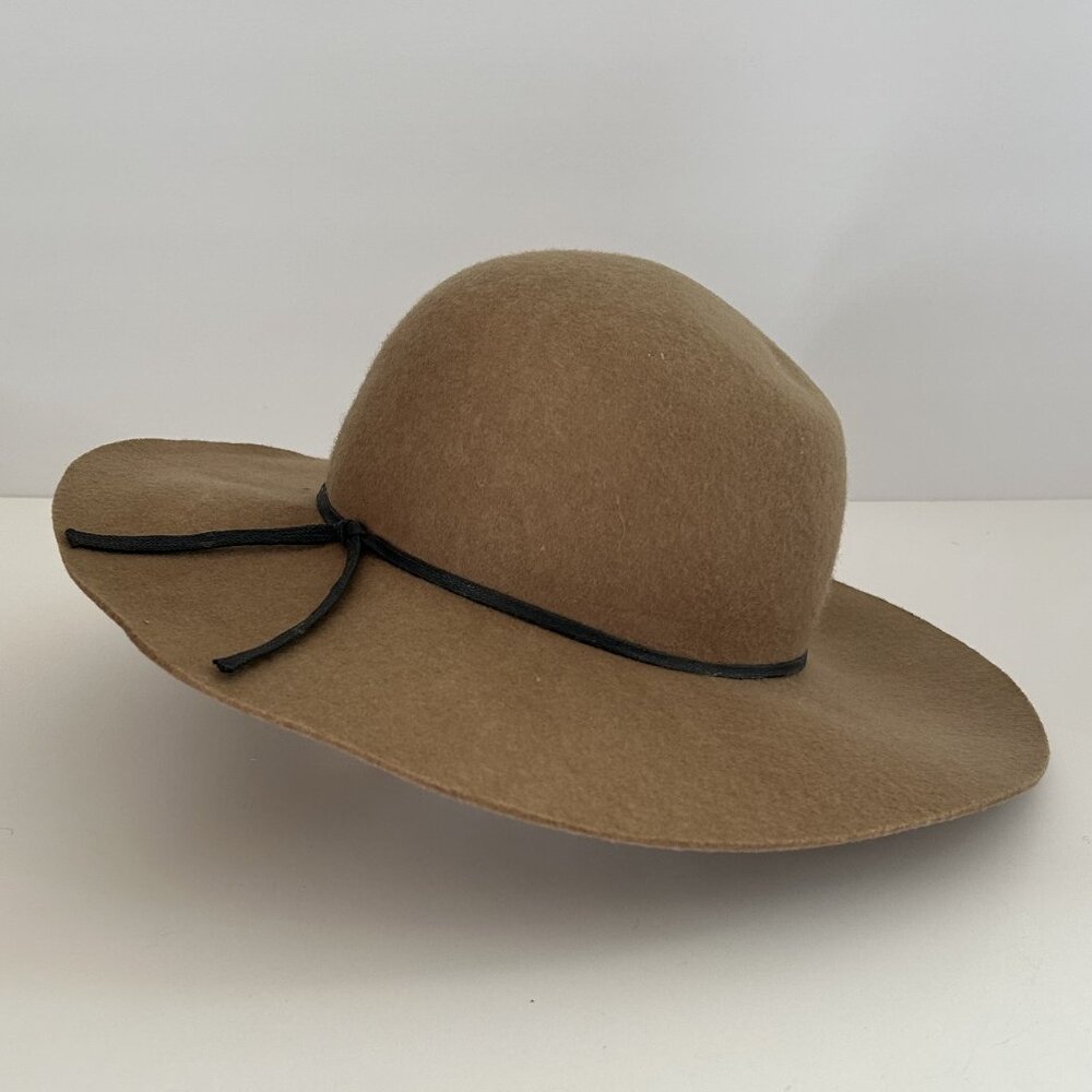 Nordstrom Wide Brim Felt Hat with Black Tie